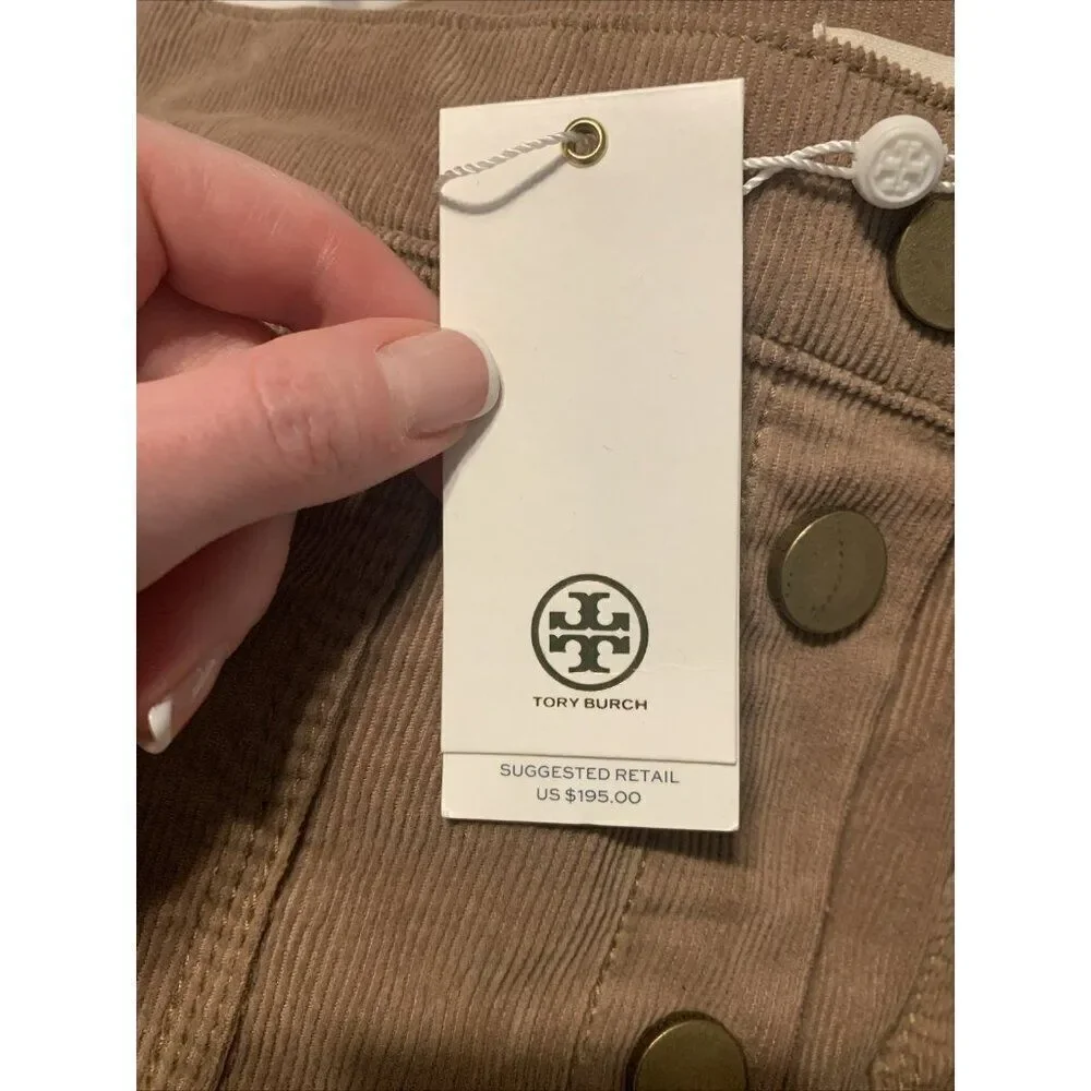 Tory Burch New Authentic Luciano Beach Wood Brown Corduroy Mini Skirt 0 Xxs Xs